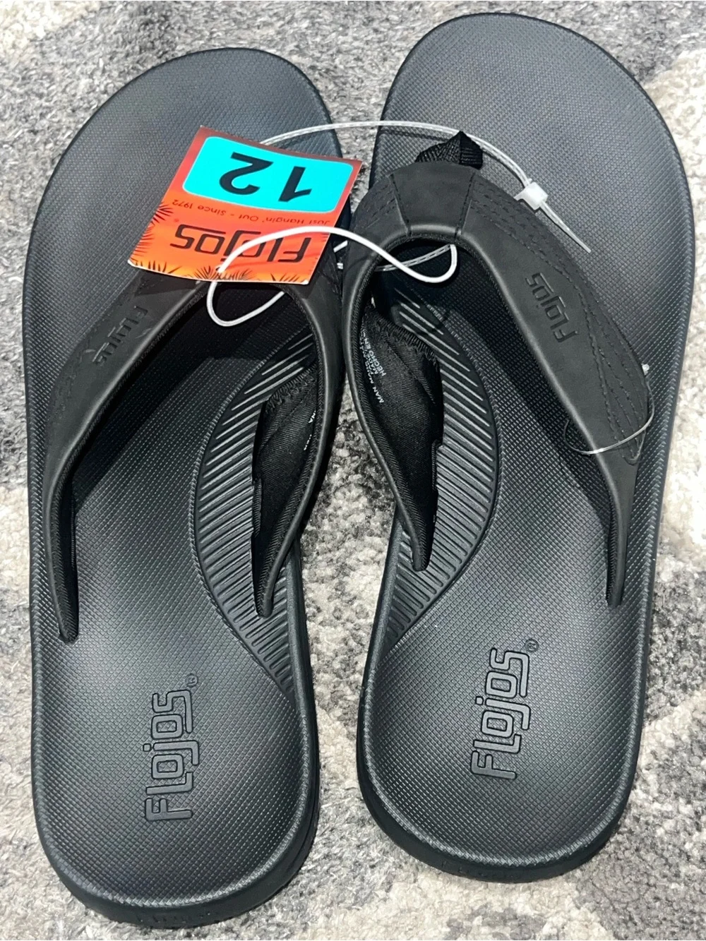 Flojos Flipflop Black Men's Thong Sandals with Cushioned Footbed